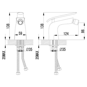 Melange Смеситель для биде, пов.аэратор 124мм, р/ОД, хром/белый, LM, LM4908CW — фото 2, Смесители для биде