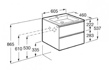 Тумба под раковину Roca The Gap 60 городской дуб 2 ящика A857397402 — фото 11, Тумбы под раковину