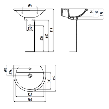 CREAVIT SELIN Раковина подвесная 60см SL060-00CB00E-0000 — фото 2, Раковины подвесные