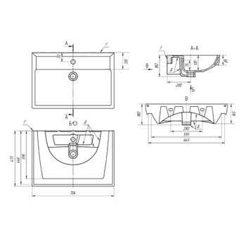 Q, 70 см, мебельный умывальник, керамический, Dreja 191645 — фото 5, Раковины