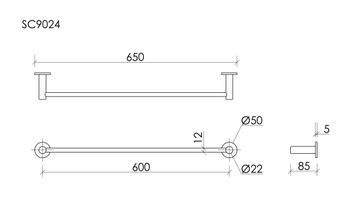 Полотенцедержатель SANCOS Base, брашированный никель, PVD покрытие, арт. SC9024BN — фото 2, Полотенцедержатели