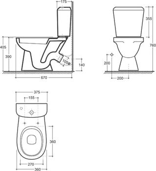 Унитаз-компакт КЕРАМИН НЕО МС Б1 однорежимный, сиденье полипропилен CDB00029711 (4810531150947) — фото 5, Напольные унитазы