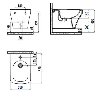 CREAVIT SOLO Биде подвесной SO510-00CB00E-0000 — фото 2, Биде подвесные