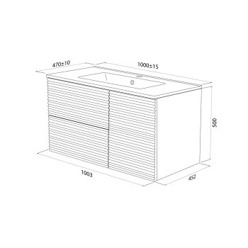 Тумба с умывальником, подвесная, 100 см, белый, Bild, IDDIS, (BIL10W0i95K) — фото 3, Тумбы с раковиной