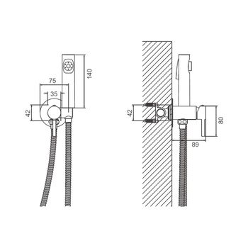 Гигиенический душ со смесителем BELZ B55804-3, оружейная сталь — фото 1, Гигиенические души