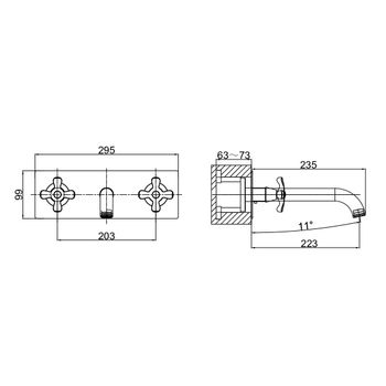 Встраиваемый смеситель для раковины D&K Hessen DA1414401, хром — фото 1, Смесители для раковины