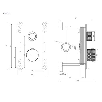Смеситель с термостатом встраиваемый на 1 потребителя комплект с монтажной частью AQM8810CR — фото 2, Смесители