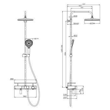 Tropic Смеситель для ванны-душа, пов.аэратор верх.лейка'Троп.дождь',Терм, хром, LM, LM7011C — фото 3, Лейки для душа