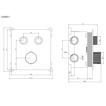 Смеситель с термостатом встраиваемый на 2 потребителя комплект с монтажной частью AQM8811GM — фото 2, Смесители