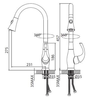 CREAVIT Cмеситель для кухни с выдвижной головкой MF8890D — фото 2, Смесители для кухни