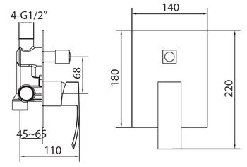 CREAVIT Cмеситель для душа скрытого монтажа DNV2448 — фото 2, Смесители
