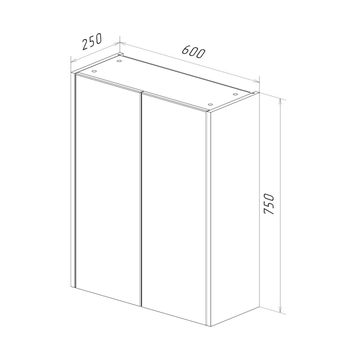 Шкаф Lemark COMBI 60 см подвесной, 2-х дверный, цвет фасада: Бетон, цвет корпуса: Белый глянец LM03C60SH-Beton — фото 5, Шкафы для ванной
