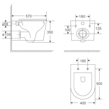 AQM2017PRO Унитаз подвесной сиденье SoftClose, технология смыва Invisible, скрыт крепеж. 535х355х385 — фото 2, Подвесные унитазы