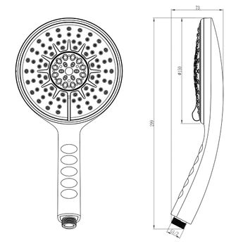 Лейка душевая круглая 6-функц. 150*300 мм, хром. LM, LM0814C — фото 2, Лейки для душа