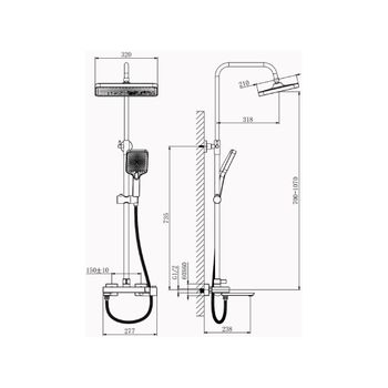 Душевая система BELZ B24672-3, оружейная сталь — фото 6, Душевые системы