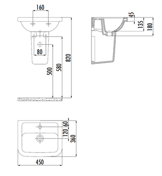 Товар: CREAVIT KEY Раковина подвесная KY045 KY045-00CB00E-0000 - фото 2 CREAVIT KEY Раковина подвесная KY045 KY045-00CB00E-0000 — фото 2, Раковины подвесные