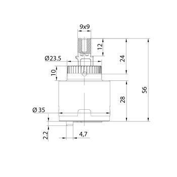 Картридж для смесителя IDDIS керамика, 35 мм, без ножек, 90°, cold-start mirror (999C35D6SMMR) — фото 3, Комплектующие для душевого оборудования