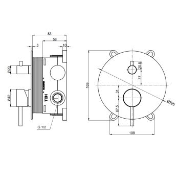 AQM8803BC Встраиваемый смеситель на 2 потр. в комплекте с внутр. частью, медь шлифованная — фото 2, Смесители