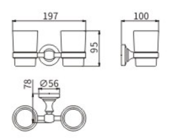 Стакан керамика двойной 52003 — фото 2, Стаканы для зубных щеток