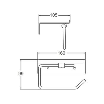 Держатель для туалетной бумаги с полкой BELZ B9001-3, оружейная сталь — фото 2, Держатели туалетной бумаги