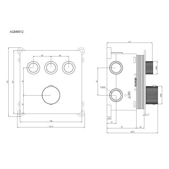 Смеситель с термостатом встраиваемый на 3 потребителя комплект с монтажной частью AQM8812BN — фото 2, Смесители