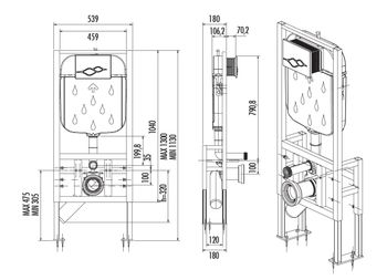 CREAVIT Инсталляция сенсорная для подвесного унитаза к полу (от сети) FGR6004.00 — фото 2, Инсталляции для унитазов