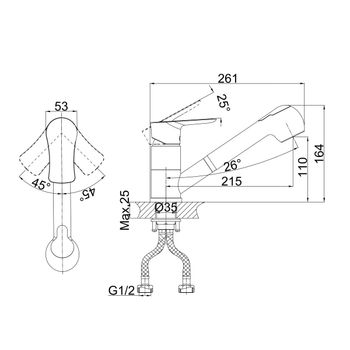 Смеситель для кухни D&K Rhein DA1272501, хром — фото 1, Смесители для кухни