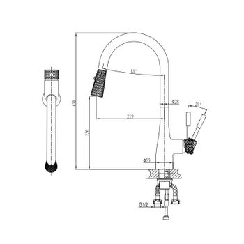 Смеситель для кухни D&K Rhein DA1462517D, черный/золото — фото 1, Смесители для кухни