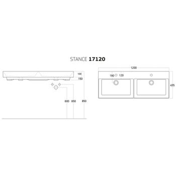 Товар: Умывальник STANCE 120, Dreja 17120-KL - фото 2 Умывальник STANCE 120, Dreja 17120-KL — фото 2, Раковины