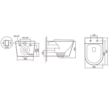 Комплект 3в1 IBERICA BLANCA инсталляция SILENCIO MINI, унитаз TOLEDO ALTO белый, кнопка смыва INOX-О розовое золото матовое (IB.001M.TLA.234.8172) — фото 13, Комплекты унитаз + инсталляция
