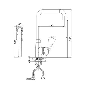 Смеситель для кухни D&K Rhein DA1312441, хром — фото 1, Смесители для кухни