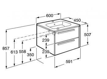 LAGO Тумба под раковину VICTORIA 60, светлый дуб, ROCA 7857295444 — фото 2, Тумбы под раковину