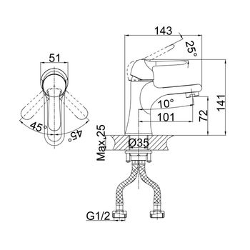 Смеситель для раковины D&K Rhein DA1342141, хром — фото 3, Смесители для раковины