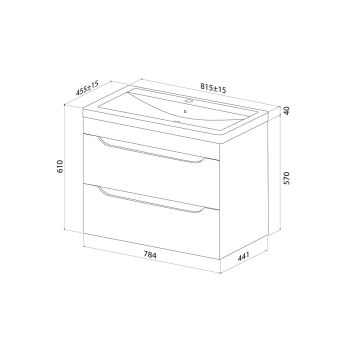 Тумба с умывальником, подвесная, 80 см, белый, Ray, IDDIS, (RAY80W0i95K) — фото 3, Тумбы с раковиной