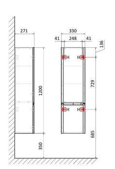 AQM9004BG "S4" Пенал подвесной, цвет бежевый. — фото 2, Пеналы для ванной комнаты