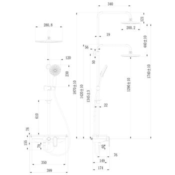 Tropic Смеситель для ванны-душа, пов.аэратор верх.лейка'Троп.дождь',р/ОД, хром, LM, LM7012C — фото 3, Лейки для душа
