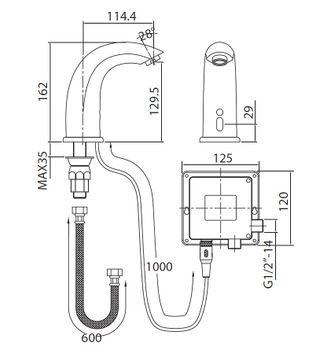 CREAVIT Кран для раковины сенсорный хол.вод. ES2200. — фото 2, Краны