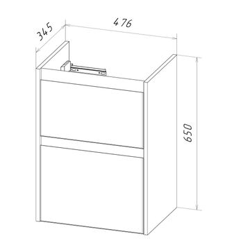 Тумба Lemark COMBI 50 см под 1 раковину, подвесная/напольная, 2 ящика, цвет корпуса, фасада: Белый г LM03C50T — фото 8, Тумбы под раковину