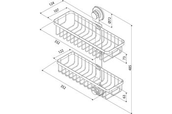Двухъярусная прямая полка, проволока стальная, черный матовый, Easy, Milardo, EAS0WS2M44 — фото 2, Полки для ванной и душа