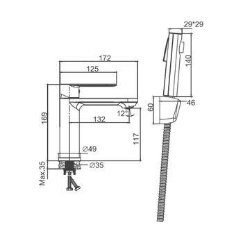 Смеситель для раковины с гигиеническим душем BELZ B12713, хром — фото 1, Смесители для раковины