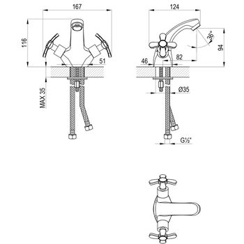 Partner Смеситель для раковины, монолит.излив 94мм, р/ДВ, хром, LM, LM6546C — фото 2, Смесители для раковины