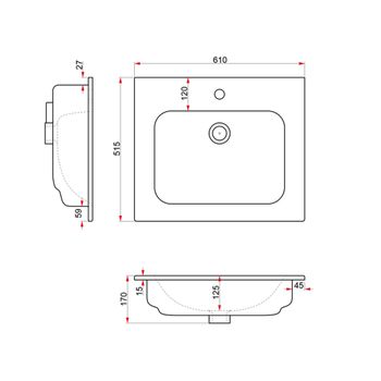 Умывальник JUST FLAT 61, Dreja 42061-KL — фото 2, Раковины