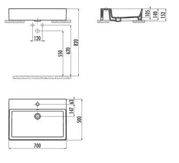 CREAVIT Раковина мебельная (50*70) VX270-00CB00E-0000 — фото 2, Раковины накладные