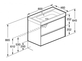 ONA Модуль для раковины 800 мм, 785x450x565 мм, с 2 ящиками, светлый дуб, ROCA A857630512 — фото 15, Тумбы под раковину