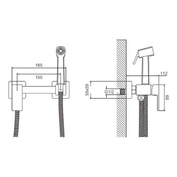 Гигиенический душ со смесителем BELZ B55806-7, черный — фото 1, Гигиенические души