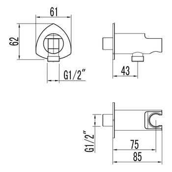 Подключение для душевого шланга с креплением для лейки для LM3519C, хром, LM, LM3585C — фото 2, Шланговые подключения