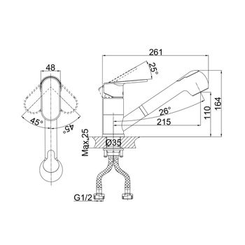 Смеситель для кухни D&K Rhein DA1312501, хром — фото 1, Смесители для кухни
