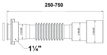 Гофра Bettoserb для раковины/мойки 1 1/4" - 40/50мм 125381 — фото 3, Гофры и отводы