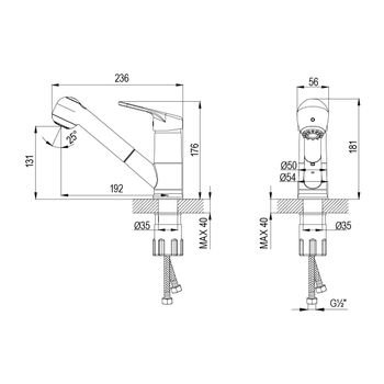 Luna Смеситель для кухни, пов.вытяжной излив 192мм, р/ОД, хром, LM, LM4150C — фото 2, Смесители для кухни