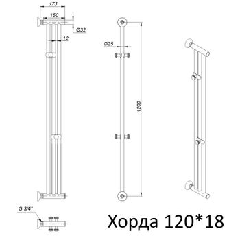 Полотенцесушитель Хорда 120*18 Хорда120*18 — фото 7, Полотенцесушители